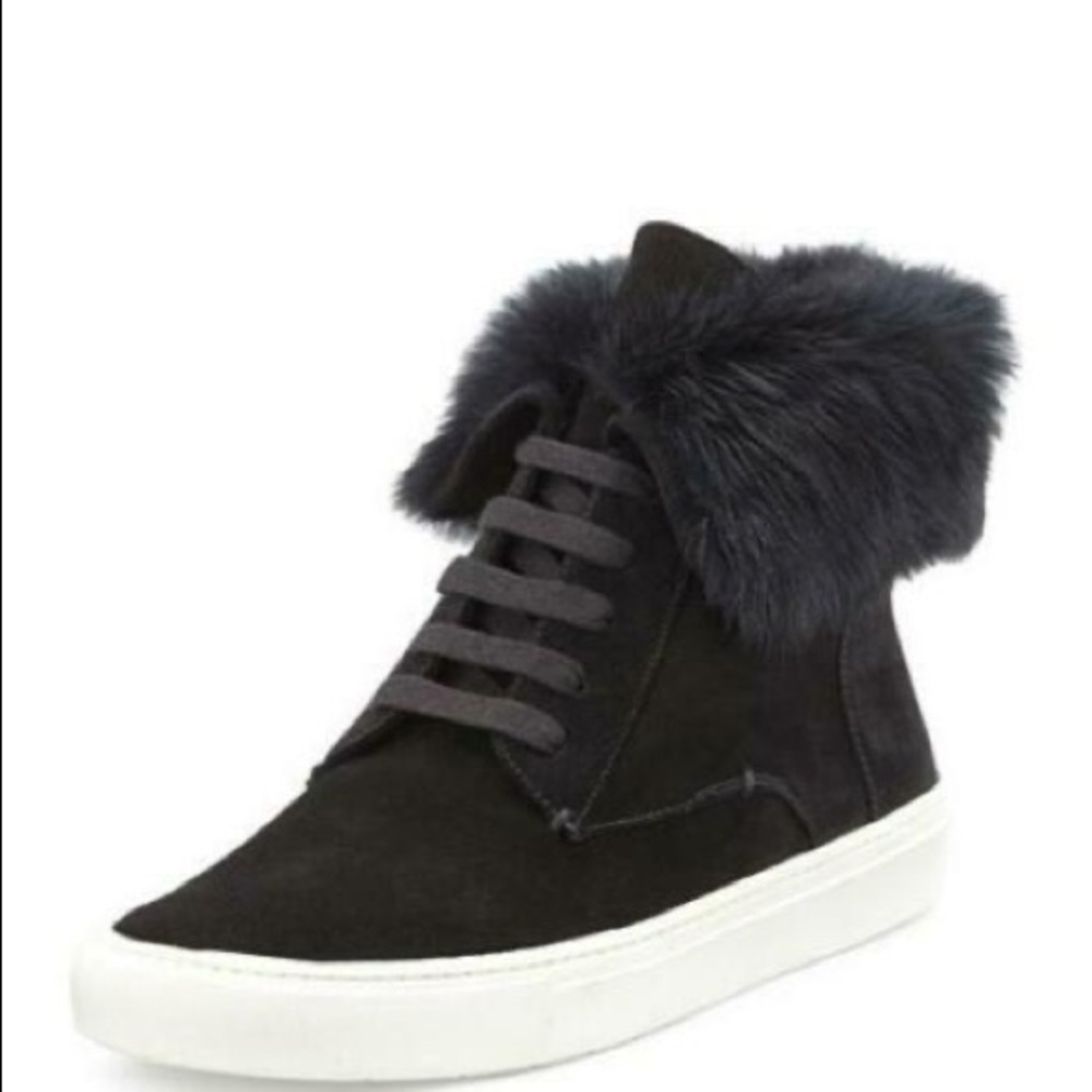 Vince Nyack Suede Sneakers with Authentic Fur